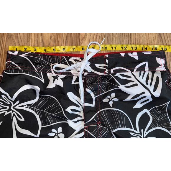 Cincinnati Reds MLB Black Hawaiian Swim Trunks Medium Lined Logo Mens - Picture 6 of 10